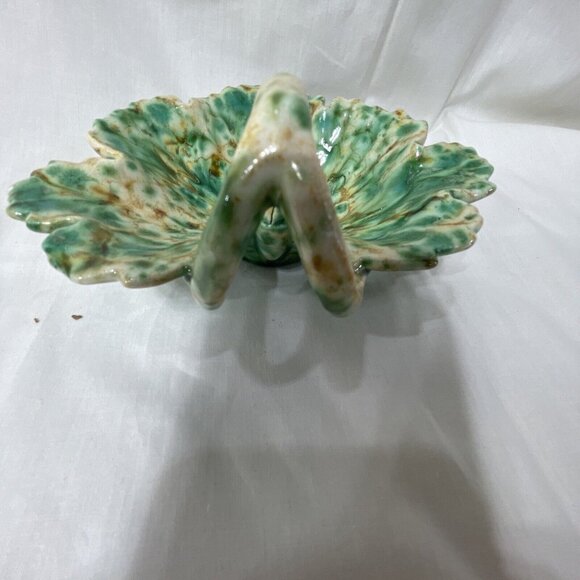 Hobbiest Ceramic Leaf Dish Mottled Glaze 1993 Vintage Retro Boho Candy Trinket - Picture 4 of 8